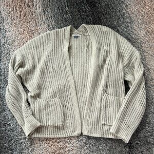 American Eagle Outfitters Light Green Open-Front Cardigan